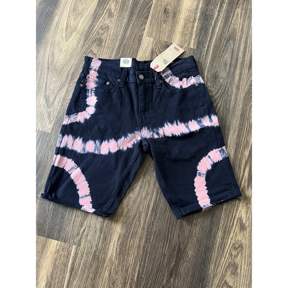 LEVI'S 511 Slim Stretch Shorts- NEW- Indigo tie-Dye‎ cut-off Denim jeans